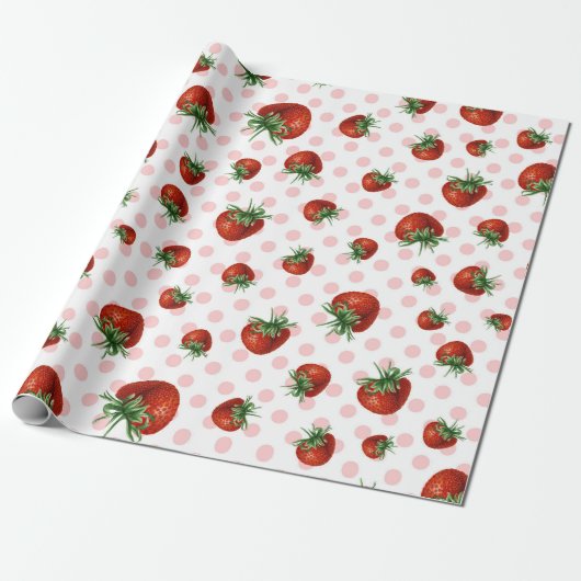 Strawberry Pattern Baby Shower  Cadeaupapier (Uitgerold)