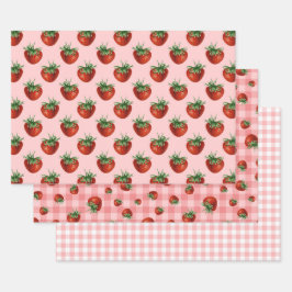 Strawberry Pattern Baby Shower Inpakpapier Vel