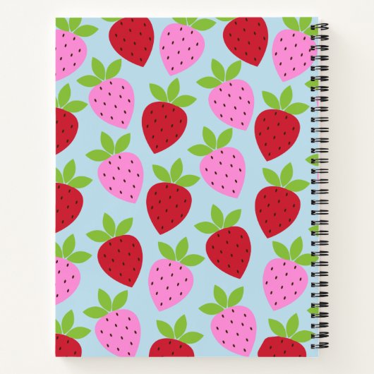 Strawberry Pattern Blue Pink Personalized Recipes Notitieboek (Achterkant)