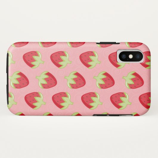 Strawberry Pattern Cell Case - Roze (Achterkant (horizontaal))