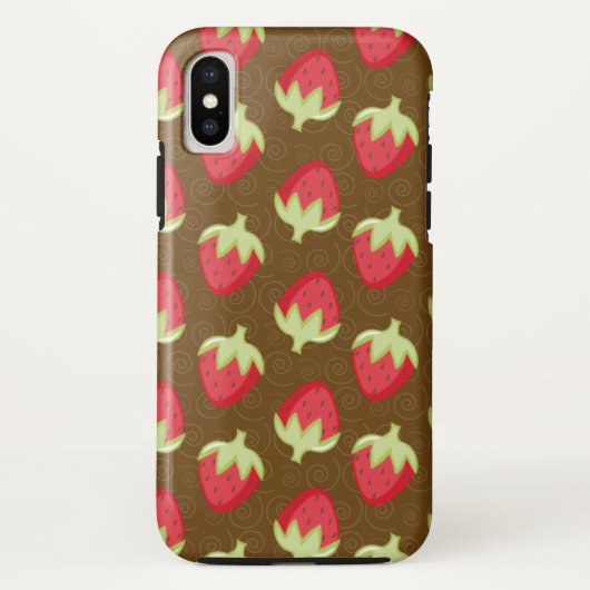 Strawberry Pattern Cell Phone Case - Bruin (Achterkant)