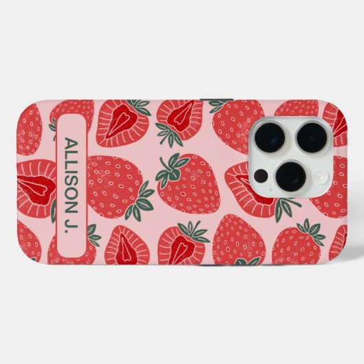 Strawberry Pattern Custom Phone Case voor Vrouwen (Achterkant (horizontaal))