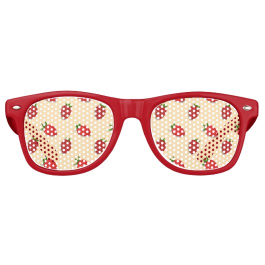 Strawberry pattern for fruit summertime good vibes retro zonnebril (Voorkant)