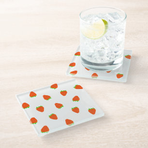 Strawberry Pattern Glazen Onderzetter
