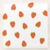 Strawberry Pattern Glazen Onderzetter (Voorkant)