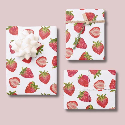 Strawberry Pattern Inpakpapier Vel