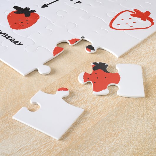 Strawberry Pattern Jigsaw Puzzle – Cute Kids Puzzl Legpuzzel (Zijkant)