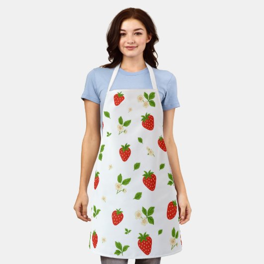 Strawberry Pattern Kitchen Apron Schort (Gedragen)