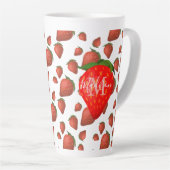 Strawberry Pattern Monogram Initiaal Naam Latte Mo Mok (Rechterhoek)