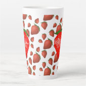 Strawberry Pattern Monogram Initiaal Naam Latte Mo Mok (Voorkant)