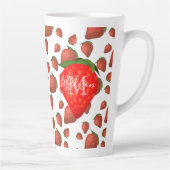 Strawberry Pattern Monogram Initiaal Naam Latte Mo Mok (Rechts)