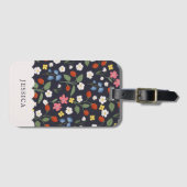 strawberry pattern navy bagagelabel (Voorkant (horizontaal))