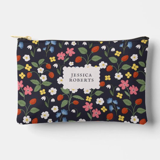 strawberry pattern navy etui (Voorkant)