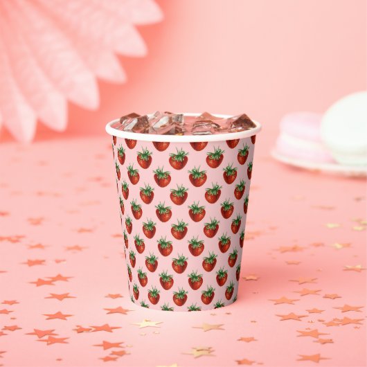 Strawberry Pattern Papieren Bekers (Insitu)