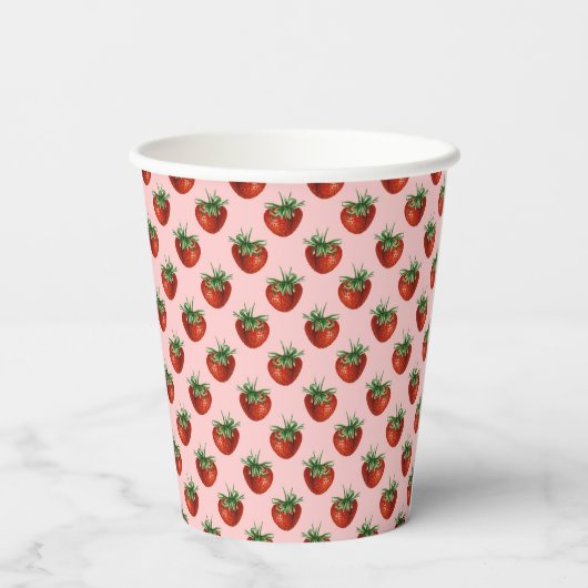 Strawberry Pattern Papieren Bekers (Achterkant)