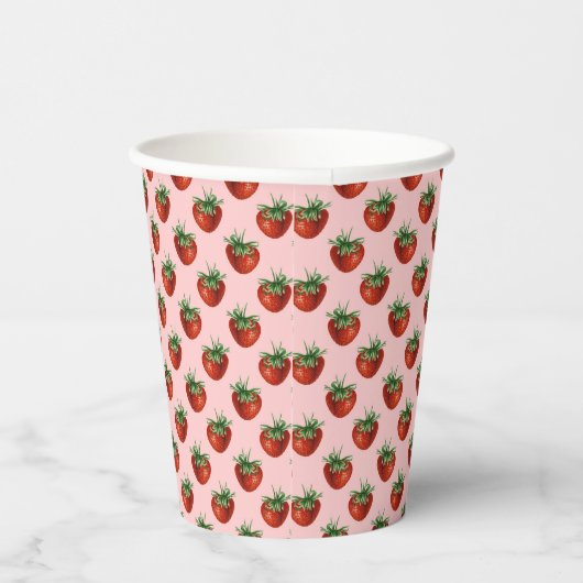 Strawberry Pattern Papieren Bekers (Rechts)