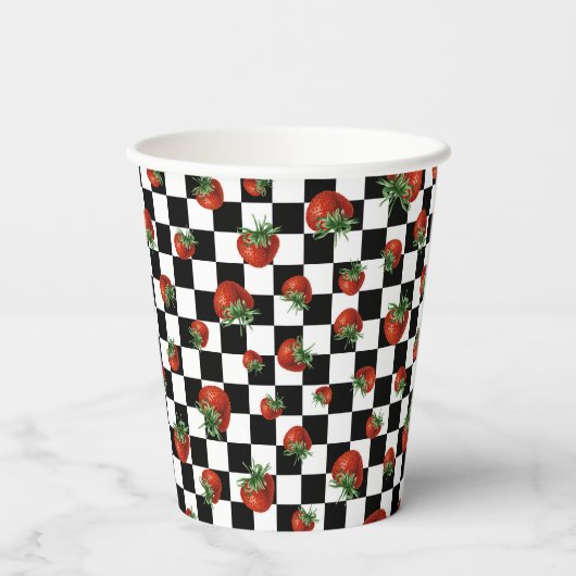 Strawberry Pattern Papieren Bekers (Achterkant)