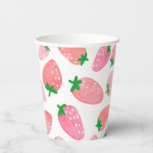 Strawberry Pattern Papieren Bekers (Achterkant)