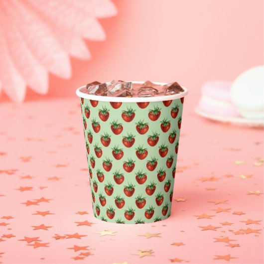 Strawberry Pattern Papieren Bekers (Insitu)