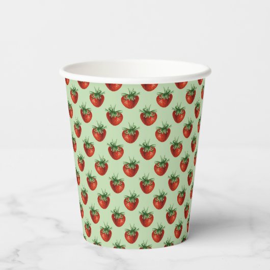 Strawberry Pattern Papieren Bekers (Achterkant)