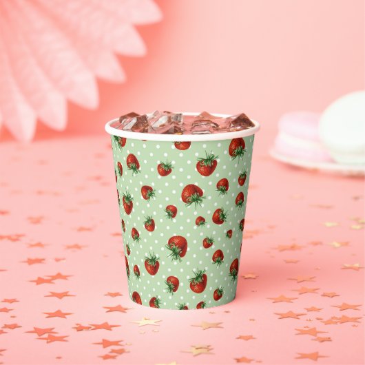 Strawberry Pattern Papieren Bekers (Insitu)