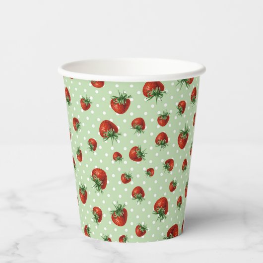 Strawberry Pattern Papieren Bekers (Achterkant)