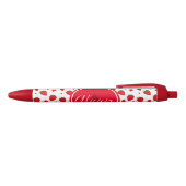 Strawberry Pattern Red White Name Initiaal Zwarte Inkt Pen (Bovenkant)