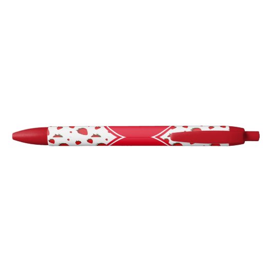 Strawberry Pattern Red White Name Initiaal Zwarte Inkt Pen (Achterkant)