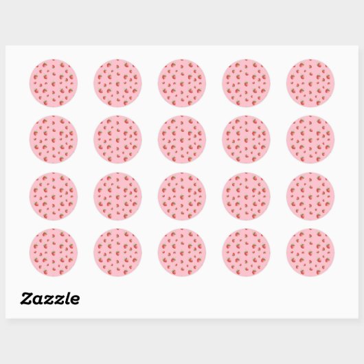 Strawberry Pattern Ronde Sticker (Vel)