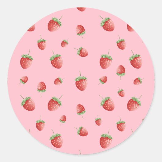 Strawberry Pattern Ronde Sticker (Voorkant)