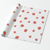 Strawberry Pattern White Cadeaupapier (Uitgerold)
