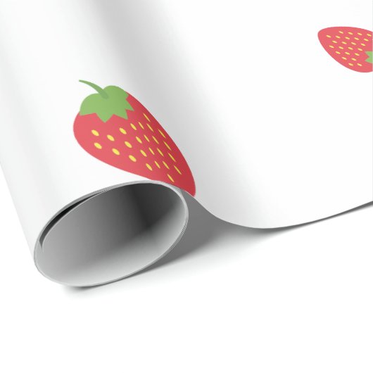 Strawberry Pattern White Cadeaupapier (Rol Hoek)