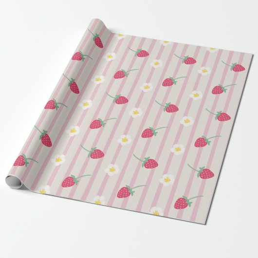Strawberry PatternWrapping Paper Cadeaupapier (Uitgerold)