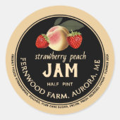 Strawberry Peach Jam Jar Label Zelfgemaakte Jelly (Voorkant)