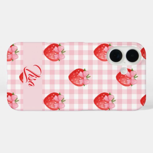 Strawberry Personalized iPhone Case (Achterkant (horizontaal))