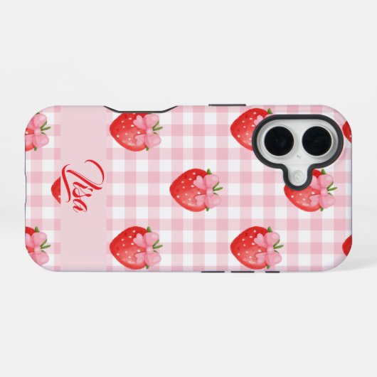 Strawberry Personalized iPhone Case iPhone 16 Hoesje (Achterkant horizontaal)