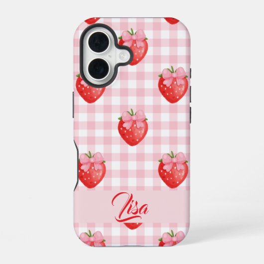 Strawberry Personalized iPhone Case iPhone 16 Hoesje (Achterkant)