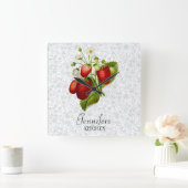 Strawberry Personalized Kitchen Wall Clock Vierkante Klok (Huis)