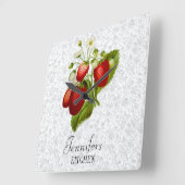 Strawberry Personalized Kitchen Wall Clock Vierkante Klok (Hoek)