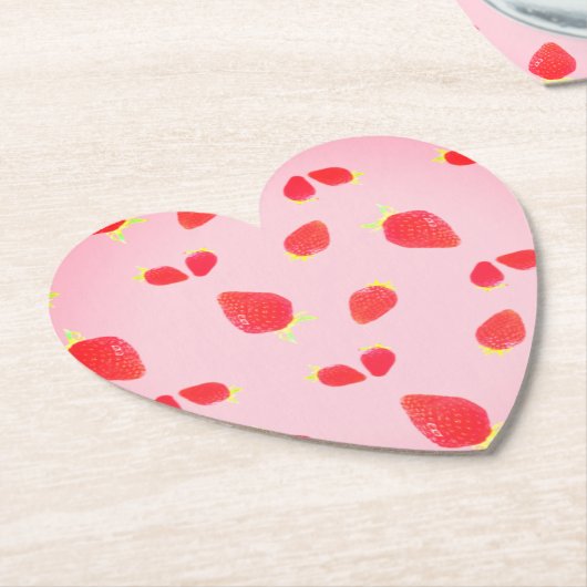 Strawberry Photo ハート型コースター Kartonnen Onderzetters (Gekanteld)