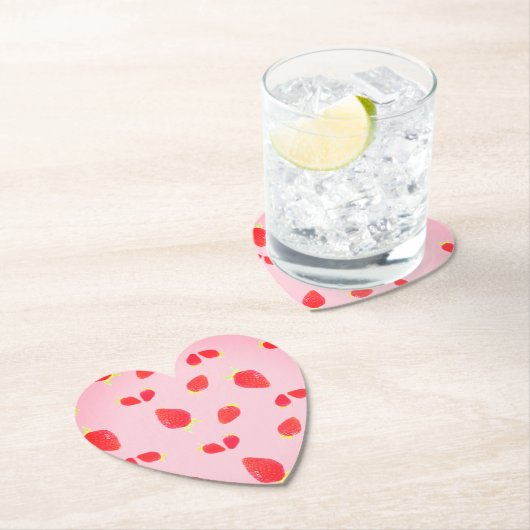 Strawberry Photo ハート型コースター Kartonnen Onderzetters (Insitu)