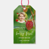 Strawberry Photo Berry First Birthday Thank You Cadeaulabel (Voorkant)