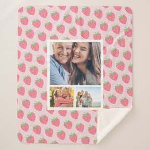 Strawberry Photo Collage Sherpa Deken