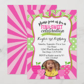 Strawberry Photo First Birthday Party Invitation Kaart (Voorkant / Achterkant)