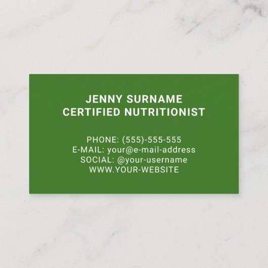 Strawberry Photo Health Coach en voedingsdeskundig Visitekaartje (Achterkant)