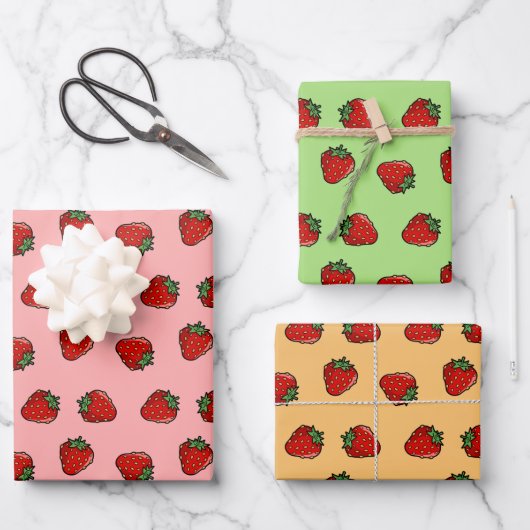 Strawberry Pictogrampatroonpapierbladen samenvoege Inpakpapier Vel (Voorkant)