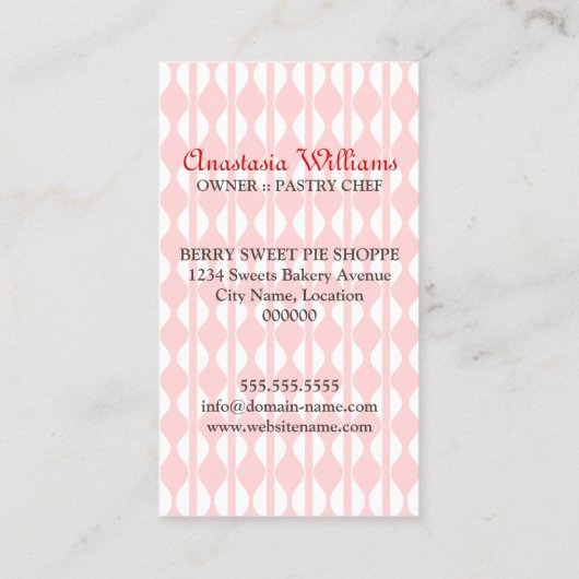 Strawberry Pie Bakery Visitekaartje (Achterkant)