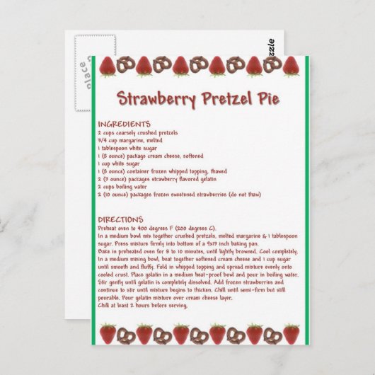 Strawberry Pie Briefkaart (Voorkant / Achterkant)