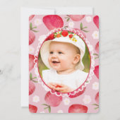 Strawberry Pink 1st Birthday Watercolor  Kaart (Achterkant)