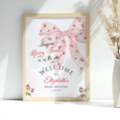 Strawberry Pink Bow Baby shower Welkom Poster